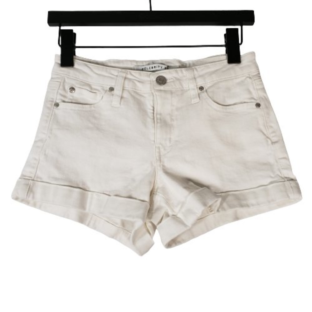 Celebrity Pink Womens Shorts Optic White Size 1/25 Mid Rise Coin Pocket